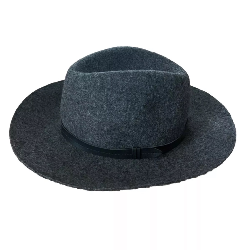 Womens Starring At Stars Fedora One Size Belted 100% Wool Hat Gray